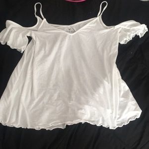 White off the shoulder shirt with ruffles